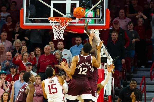 The last-second tip-in by Bulldogs forward Abdul Ado, giving Mississippi State a 78-77 win at Bud Walton Arena in Fayetteville on February 15, 2020.