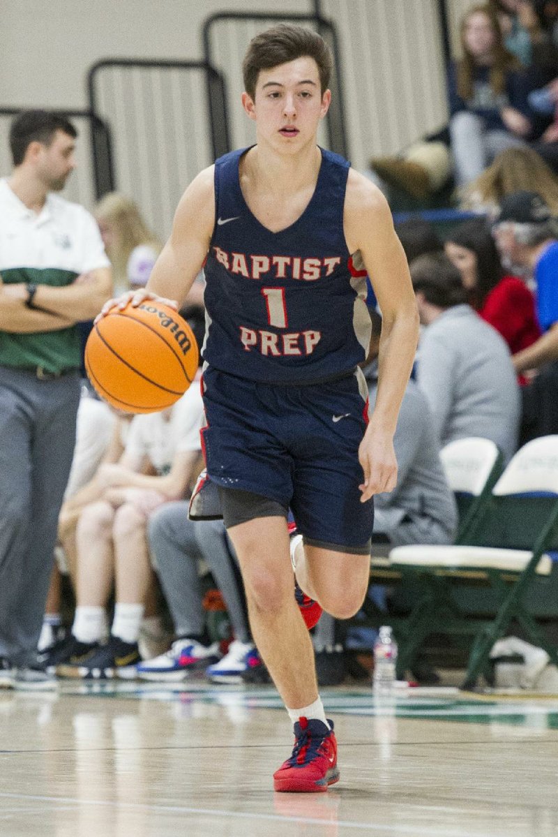 Baptist Prep junior guard Hunter Likens has helped the Eagles overcome the loss of Issac McBride, who is now at Vanderbilt. Likens is averaging nearly 17 points and four rebounds per game this season.
(Democrat-Gazette file photo)