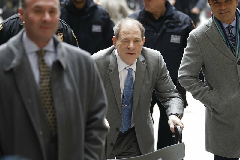 Harvey Weinstein arrives at a Manhattan courthouse for his rape trial in New York, Tuesday, Feb. 18, 2020.

