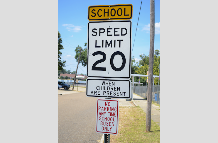 A speed limit sign for a school zone in El Dorado is shown in this 2015 file photo.