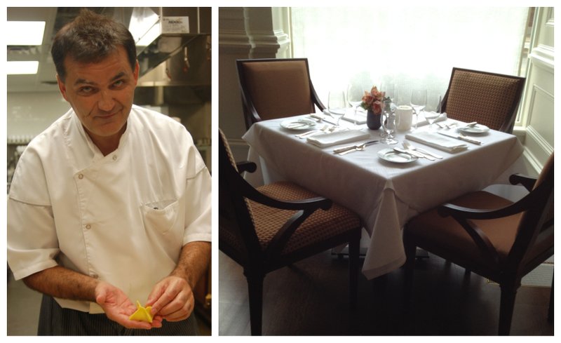 Left: Joel Antunes. Right: A table dressed for dinner at One Eleven at the Capital.
