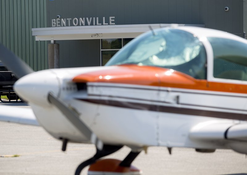 In this 2016 file photo, parked airplanes sit on the tarmac at the Bentonville Municipal Airport.
(NWA Democrat-Gazette/JASON IVESTER)