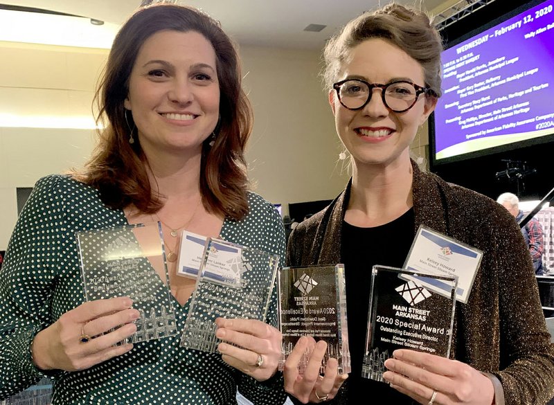 Photo Submitted Heather Lanker (left). owner of the Brick Ballroom and Kelsey Howard, director of Main Street Siloam Springs proudly display their awards.