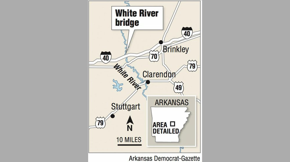 A map showing the location of the White River bridge.