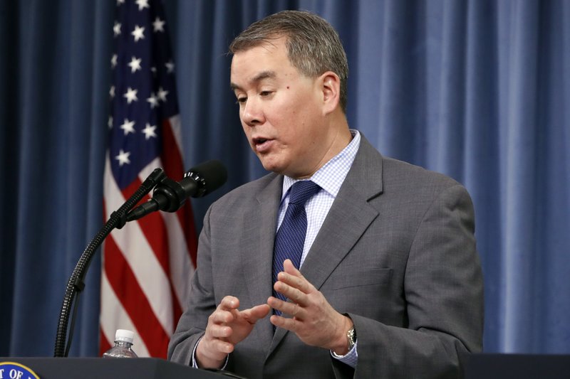 In this Feb. 2, 2018, file photo, Under Secretary of Defense for Policy, John Rood, speaks during a news conference on the 2018 Nuclear Posture Review, at the Pentagon. 
(AP Photo/Jacquelyn Martin, File)