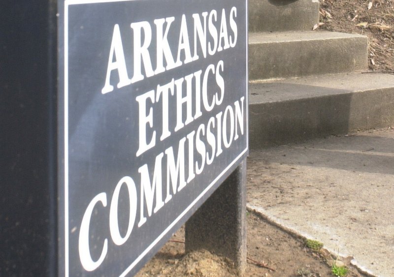 A sign for the Arkansas Ethics Commission is shown in this 2000 file photo. 