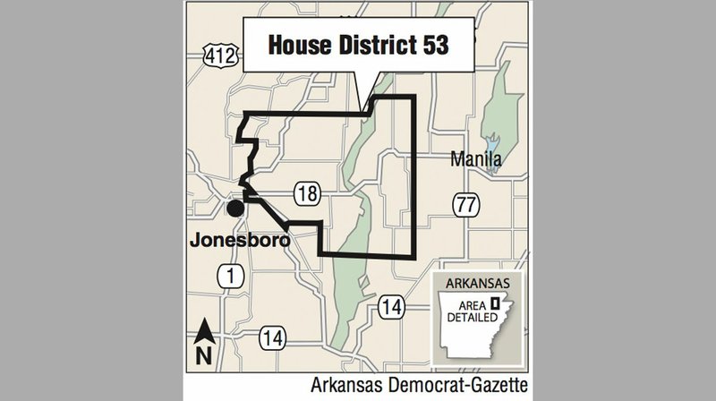A map showing the location of House District 53.