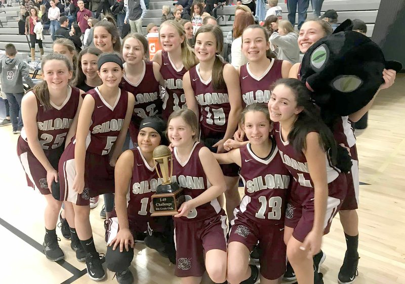 Photo submitted The Siloam Springs eighth-grade girls defeated Rogers Kirksey 35-33 on Thursday to win the I-49 Challenge at Rogers Elmwood. The Lady Panthers, as the sixth seed, also won games on Tuesday and Wednesday to earn the championship.