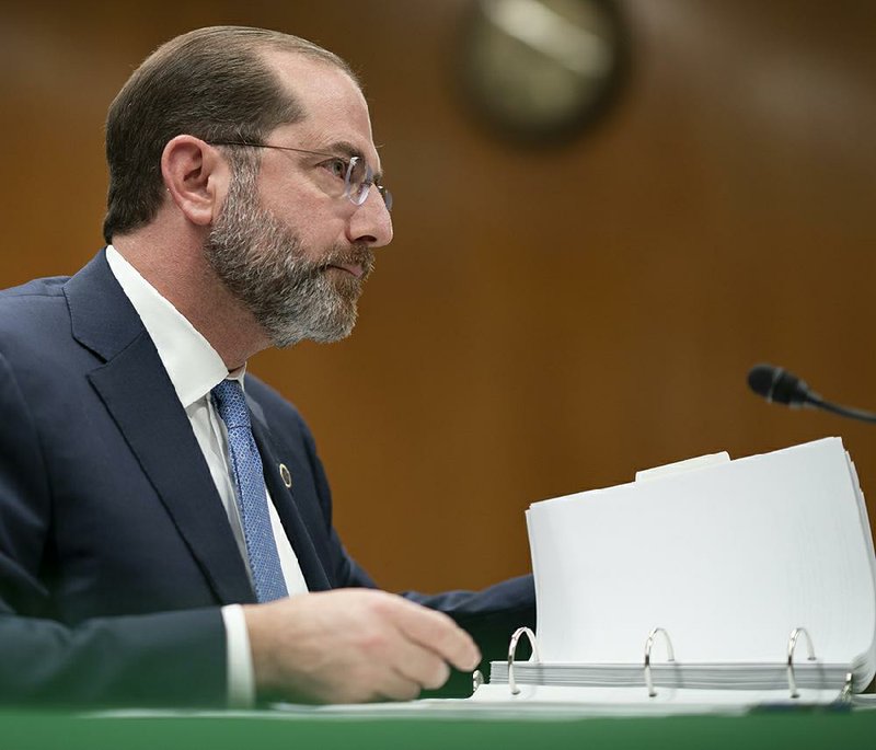 “We cannot hermetically seal off the United States to a virus,” Health and Human Services Secretary Alex Azar told a Senate panel Tuesday. “And we need to be realistic about that.” More pho- tos at arkansasonline.com/226virus/. 
(AP/J. Scott Applewhite) 
