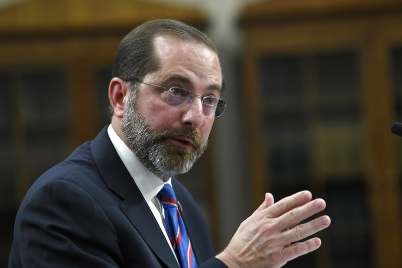 Health and Human Services Secretary Alex Azar testifies before a House Appropriations subcommittee on Capitol Hill in Washington, Wednesday, Feb. 26, 2020.