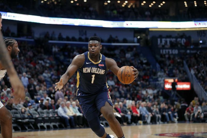 New Orleans Pelicans rookie Zion Williamson has averaged 23.3 points and 7.1 rebounds per game since making his NBA debut last month.
(AP/Gerald Herbert)