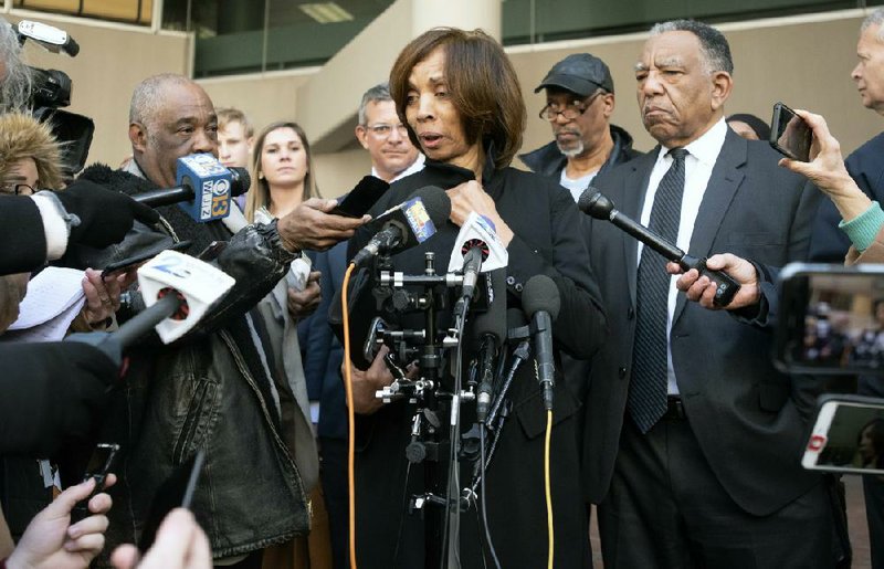 Former Baltimore Mayor Catherine Pugh speaks to the media Thursday after her sentencing in U.S. District Court in Baltimore. “No one is more disappointed than me,” she told the court.
(AP/Steve Ruark)