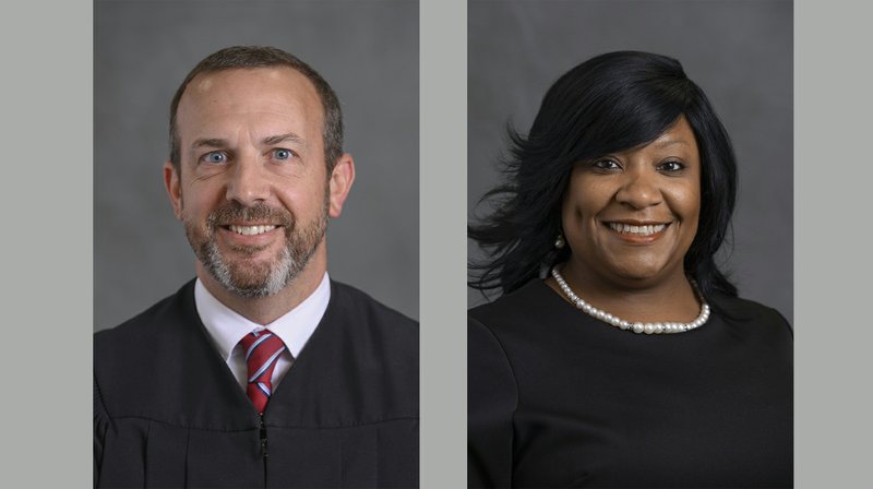 From left, Perry County District Judge Andy Gill and Little Rock attorney LaTonya Austin