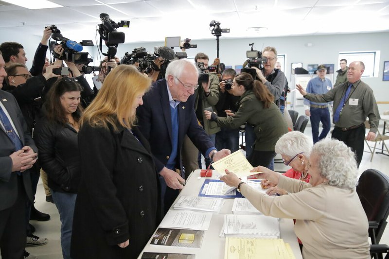 Democratic presidential candidate Sen. Bernie Sanders, I-Vt., arrives to vote in the Vermont Primary near his home in Burlington, Vt., Tuesday, March 3, 2020.

