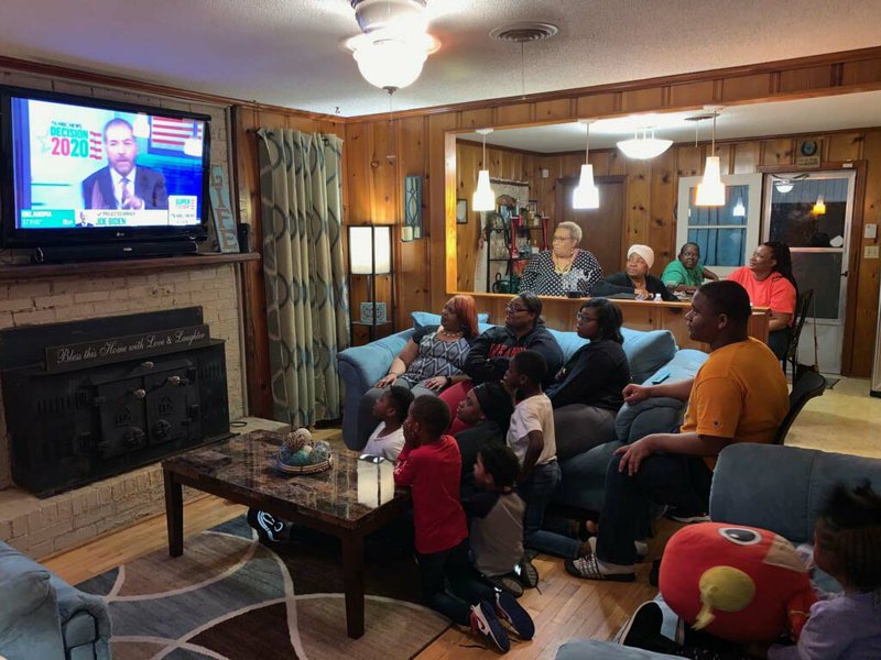 Latosha Gatson and her friends and family watch primary election results at a watch party March 3. Gatson received 111 votes to 22 for the recorder/treasurer position in Strong. Watson said she would like to thank God, the citizens of Strong and her family and volunteers for helping her with this victory.