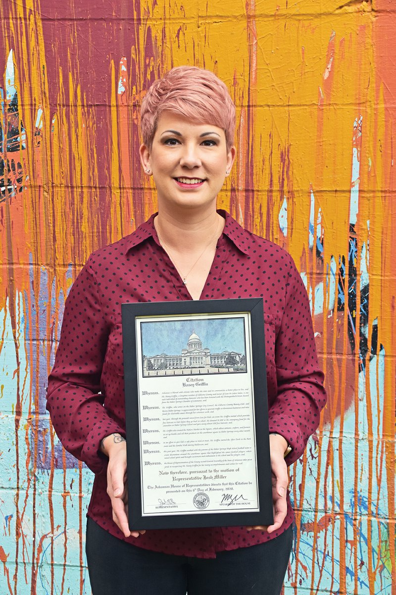 Kasey Griffin was recently named the Heber Springs Chamber of Commerce Citizen of the Year. She has served on the Heber Springs City Council for six years and is the current president of the Cleburne County Kiwanis Club. 