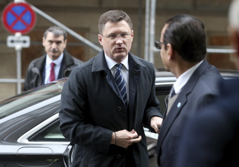 Russian Energy Minister Alexander Novak arrives for an OPEC meeting Friday in Vienna, where he rejected efforts for production cuts and said Russian oil companies were free to ramp up idle capacity.
(AP/Ronald Zak)