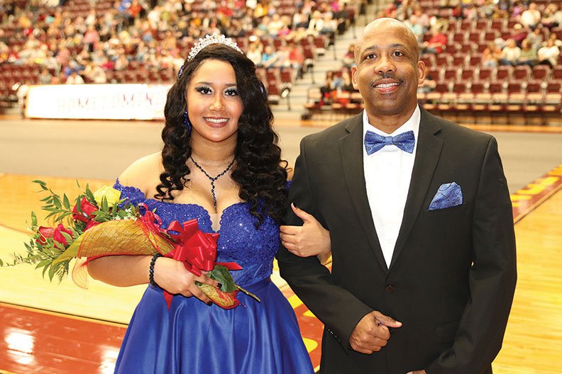 Tyanna Lindsey, the Lake Hamilton High School senior Basketball Homecoming Queen, was escorted by her father, Ty Lindsey. - Submitted photo
