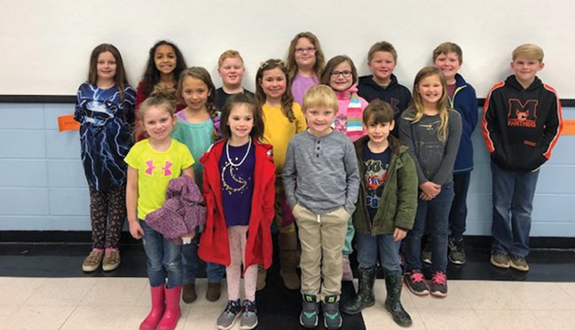 Magnet Cove Elementary School recently announced its January Students of the Month. From left are Arhianna Scott-Spiller, Ellie Green, Preston Tedford, Kathryn Covey, Kane Lisenby Ryan Prichard, Callan Hignight, Mabree Dyer, Mylee Montgomery, Jaycie Tanner, Brooklyn Lockhart, Emma Grady, Caroline Green, Will Riggan and Raylan Kane. - Submitted photo