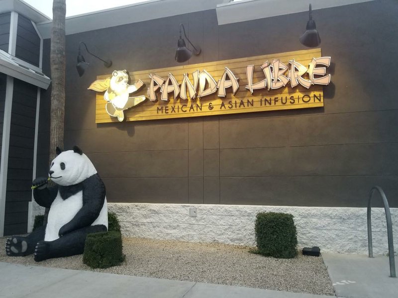 Panda Libre, an Asian-Mexican fusion restaurant, in Gilbert, Ariz., is pictured on Thursday, Feb. 27, 2020. When picking a name for their Asian-Mexican fusion restaurant in suburban Phoenix, Paul and Nicole Fan settled on “Panda Libre,” hoping the mix of China's iconic bear and the Spanish word for “free" would signal to customers the type of cuisine it offered. That decision could cost them dearly. Chinese takeout chain Panda Express sued them in federal court last month alleging trademark infringement.  (AP Photo/Terry Tang)