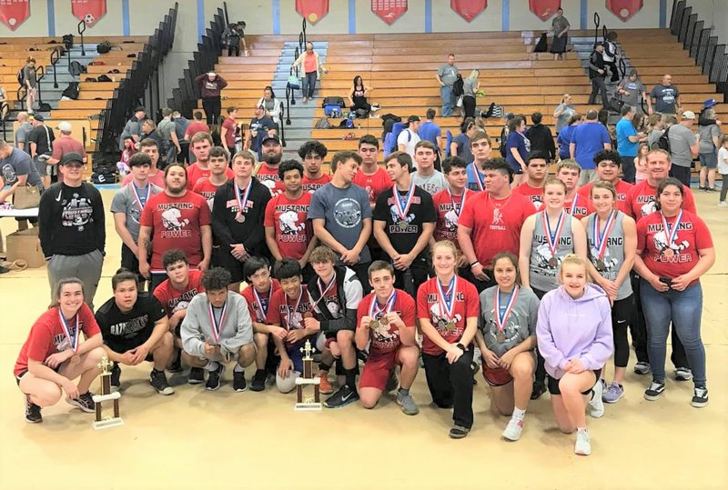 RICK PECK/SPECIAL TO MCDONALD COUNTY PRESS The McDonald County High School boys' and girls' powerlifting teams both took second place at the Missouri state powerlifting championships held on March 7 at Glendale High School in Springfield.