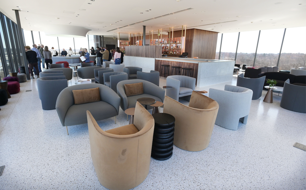 The Tower Bar at The Momentary has a mid-century vibe and offers panoramic views of Bentonville.
(NWA Democrat-Gazette/Spencer Tirey)