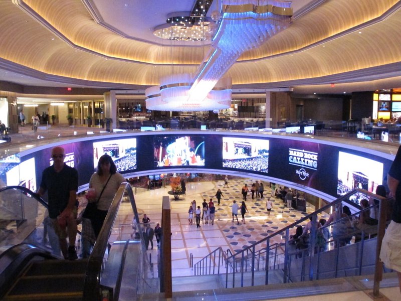 This June 20, 2019, file photo shows the lobby of the Hard Rock casino in Atlantic City, N.J. On Friday, Hard Rock announced it is canceling live entertainment at all its U.S. properties for 30 days in response to the coronavirus outbreak, one of many steps casinos around the country are taking in response to the outbreak. - Photo by Wayne Parry of The Associated Press