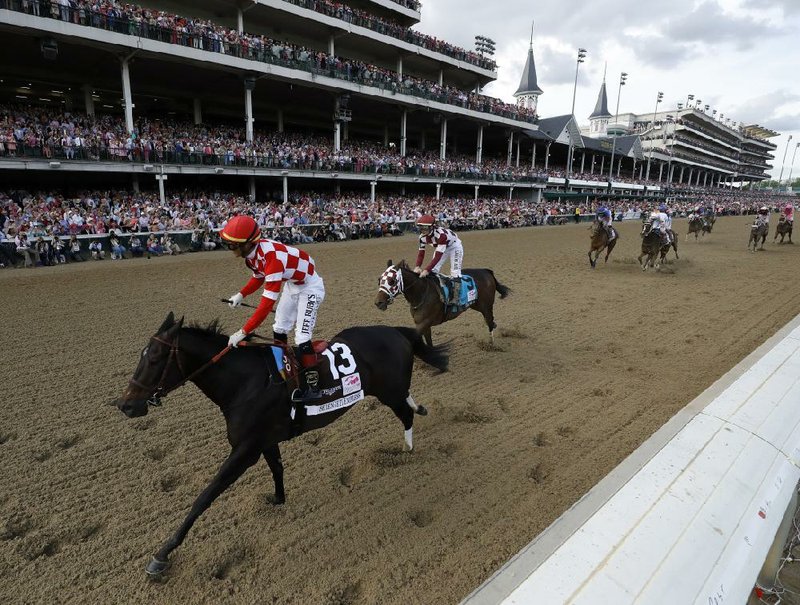 Serengeti Empress (13), who won the Kentucky Oaks a year ago, is running in today’s Azeri Stakes at Oaklawn in Hot Springs. Serengeti Empress is listed at 9-5 odds on the morning line.
(AP/Matt Slocum)