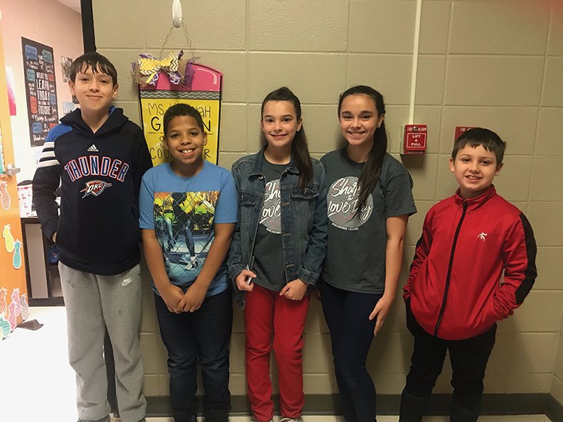Five students at Cutter Morning Star Elementary school had perfect attendance for the first semester and won a Chick-fil-A gift card. They are, from left, Aiden Miller, Jaxen Wiggins, Lacey Hawthorn, Kyndal Hawthorn and Carter Boxer. - Submitted photo