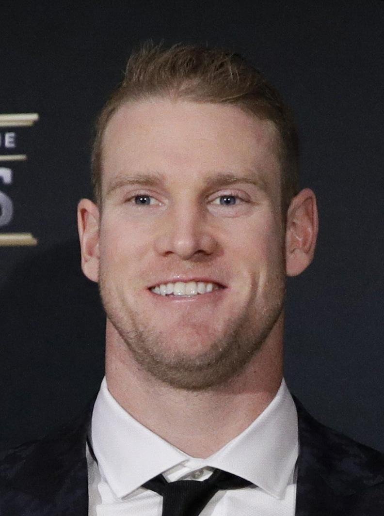 AP Comeback Player of the Year, Tennessee Titans' Ryan Tannehill poses at the NFL Honors football award show Saturday, Feb. 1, 2020, in Miami. (AP Photo/Patrick Semansky)