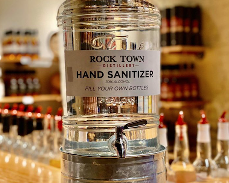 Hand sanitizer made by Rock Town Distillery.