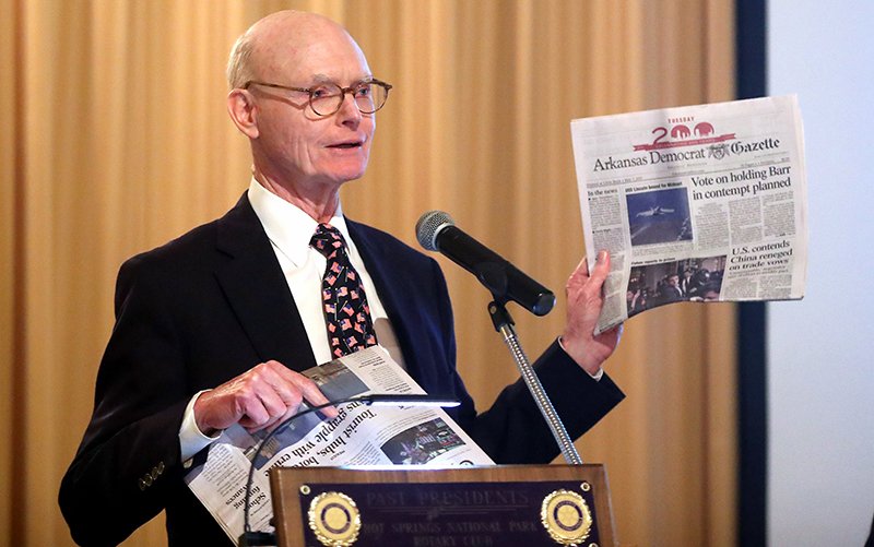 Publisher Walter Hussman speaks to the Hot Springs National Park Rotary Club Wednesday, May 29, 2019. - File photo