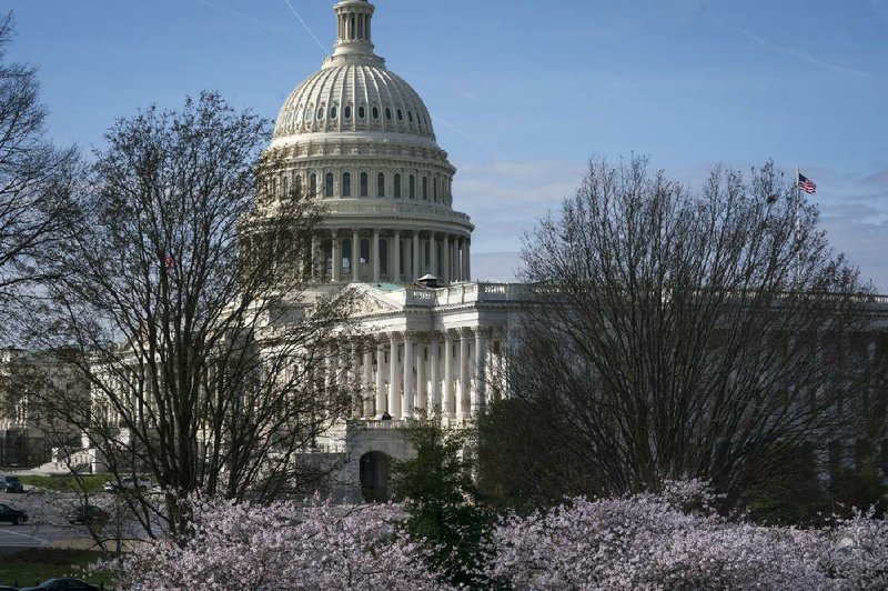 The Capitol is seen as lawmakers negotiate on the emergency coronavirus response legislation Wednesday in Washington. 
(AP/J. Scott Applewhite)