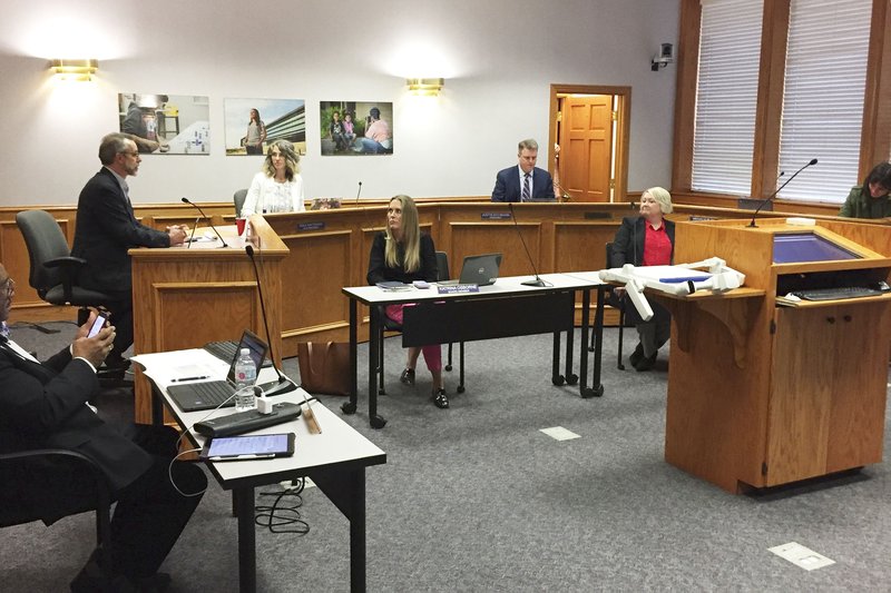 Fayetteville's School Board is shown holding its monthly meeting in this file photo. 
 (NWA Democrat-Gazette/Dave Perozek)
