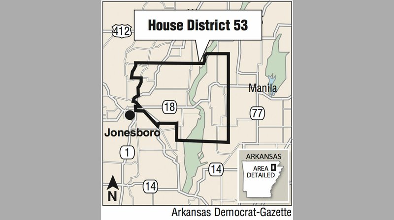 A map showing the location of House District 53