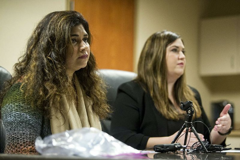 Dr. Bushra Shah, Medical Director at Briarwood Nursing and Rehab, addresses the press about the positive cases of COVID-19 alongside Executive Director of Arkansas Health Care Association Rachel Bunch on Sunday, March 22, 2020.


(Arkansas Democrat-Gazette / Stephen Swofford)