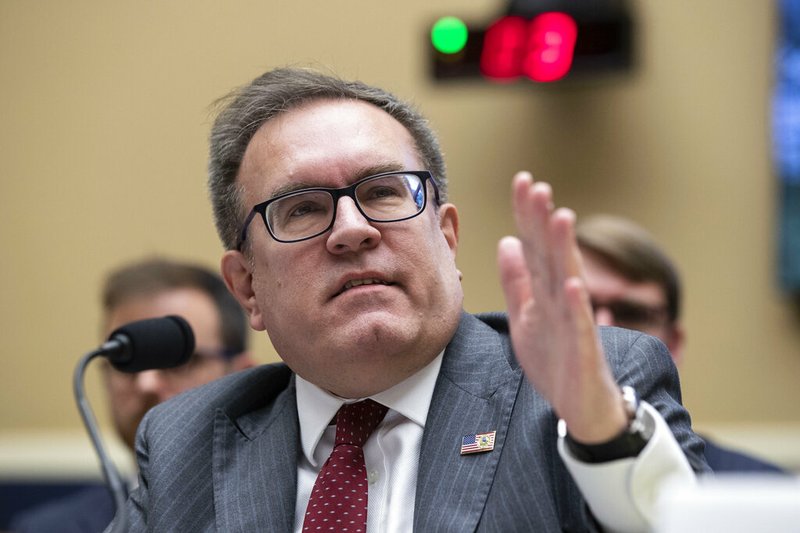FILE - In this Feb. 27, 2020, file photo, Environmental Protection Agency Administrator Andrew Wheeler testifies during a hearing on Capitol Hill in Washington.