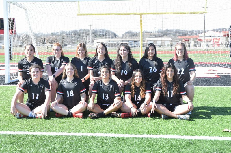 RICK PECK/SPECIAL TO MCDONALD COUNTY PRESS Senior players of the 2020 McDonald County High School girls' soccer team are Kaylee Eberley (front row, left), Ava Smith, Alexia Estrada, Nautica Gutierrez and Aaliyah Rubio; Rachel Villareal (back row, left), Lucy Pendergraft, Ashley Crowder, Becky Villareal, Sofia Delatorre, Virdi Soto and Alison Nicoletti.