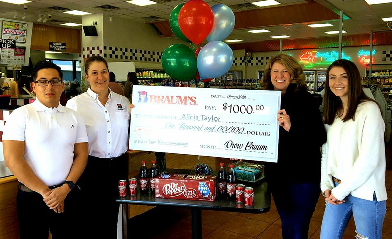 Alicia Taylor of Fayetteville was recently named the winner of the Braum's-Dr Pepper Tuition Giveaway Prize of $1,000. Taylor is gifting the award to her daughter, Bethany, who is a senior in high school. Bethany has committed to attend John Brown University in the fall of 2020 and plans to major in accounting. The Dr Pepper tuition award can be used to cover college or post-secondary vocational tuition, fees, books, supplies, equipment, related educational expenses or on-campus room and board or to pay off student loans for eligible costs. (Courtesy Photo)