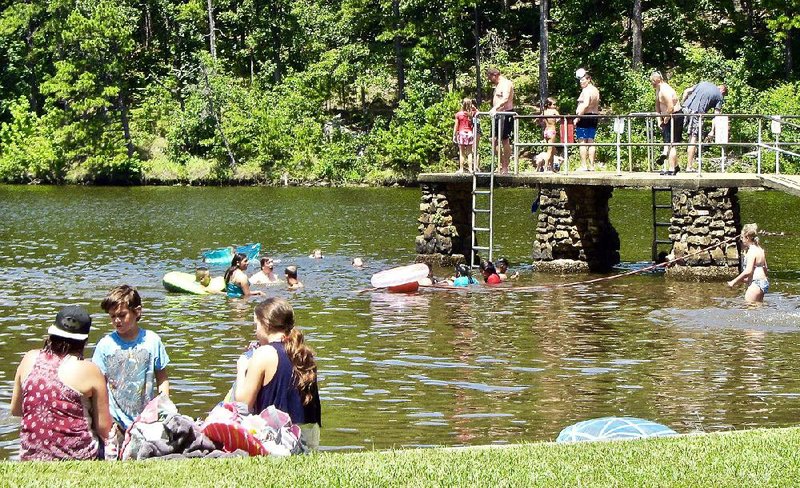 Lake Sylvia's swim area is a popular summer spot. It's part of Lake Sylvia Recreation Area in the Ouachita National Forest. All recreation areas and the campground in the forest have been shut down due to the spread of covid-19.