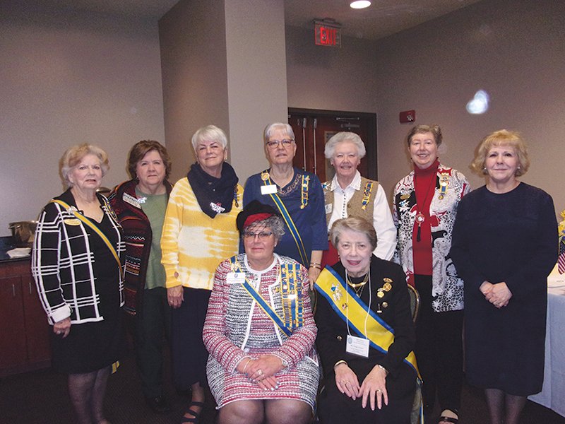 Members of the chapter are standing, from left, Peggy Vandenberg, Belinda Jones, Sheila Beatty-Krout, Judy Coleman, Frankie Ochsner, Judy Robbins and Pat McLemore, and seated, from left, Linda Vandenberg White, state president, and Honorary President General Mary Stagg Johnston. - Submitted photo
