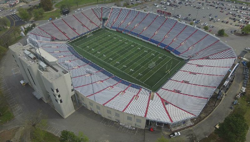 War Memorial Stadium in Little Rock is shown in this aerial file photo. 
(Arkansas Democrat-Gazette/Staton Breidenthal)