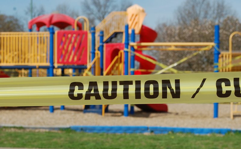 Janelle Jessen/Siloam Sunday Siloam Springs closed city park amenities on Wednesday and caution tape was put up around playground equipment. As of press time on Friday, trails and park land areas remained open.