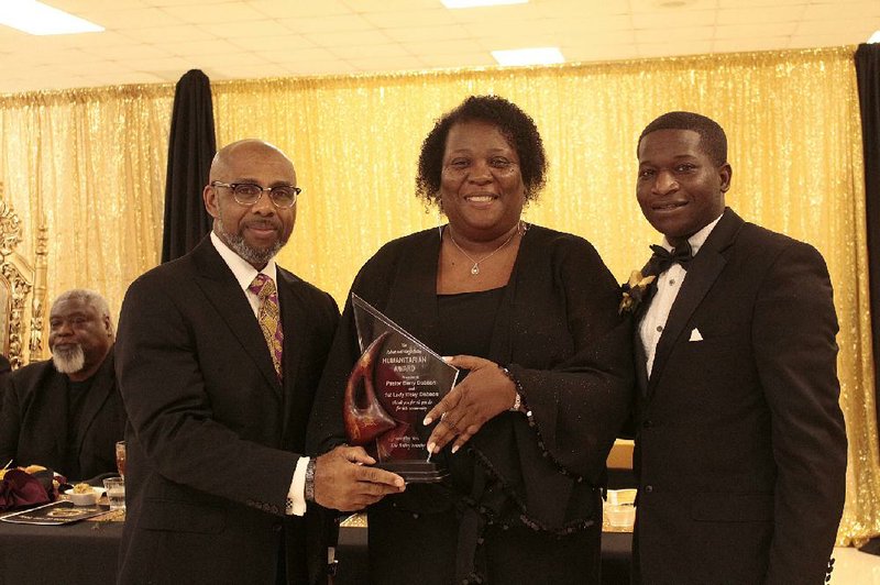 The Rev. Barry Dobson and Vicki Dobson, left, were recognized with the first ever Robert and Margie Bailey Humanitarian Award by James Curley, Veronica Bailey’s son, at the sixth annual Black History Youth and Person of the Year dinner February 2020. The reverend has been pastoring for 28 years.