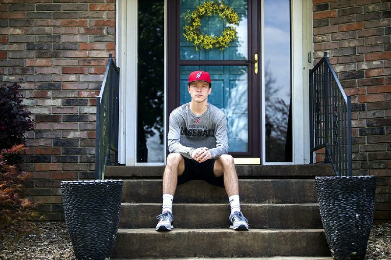 Ethan Gray, a senior at Jacksonville High School, won’t be able to finish his final baseball season as schools are closed because of the pandemic. (Arkansas Democrat-Gazette/Stephen Swofford) 