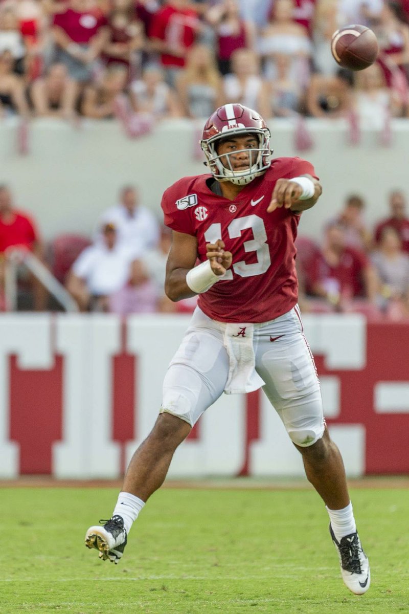 Former Alabama quarterback Tua Tagovailoa underwent hip surgery. According to several independent doctors, he appears ready for the NFL Draft on April 23, but general managers may have to decide whether to draft him without seeing him in person again. 
(AP/Vasha Hunt) 