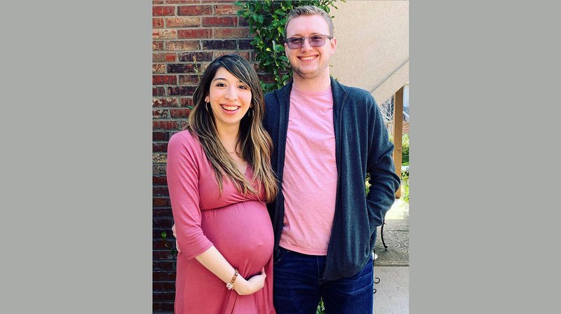 Tanya Schein of Rogers is due Wednesday. Her husband, Barrett, will be the only visitor allowed when she gives birth to their son. (Special to the Democrat-Gazette) 