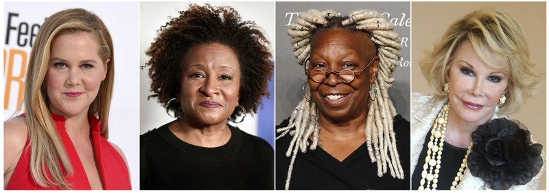 This combination photo shows comedians, from left, Amy Schumer, Wanda Sykes, Whoopi Goldberg and Joan Rivers, whose comedy will be featured on a new SiriusXM comedy channel called She's So Funny debuting on April Fool's Day. (AP Photo)
