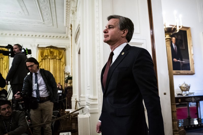 FBI Director Christopher Wray arrives at the White House in January ahead of remarks by President Donald Trump. MUST CREDIT: Washington Post photo by Jabin Botsford