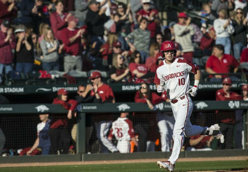 Matt Goodheart is one of four Arkansas players who stand the best chance of being drafted in a five-round MLB Draft, according to Baseball America.
(NWA Democrat-Gazette/Ben Goff)